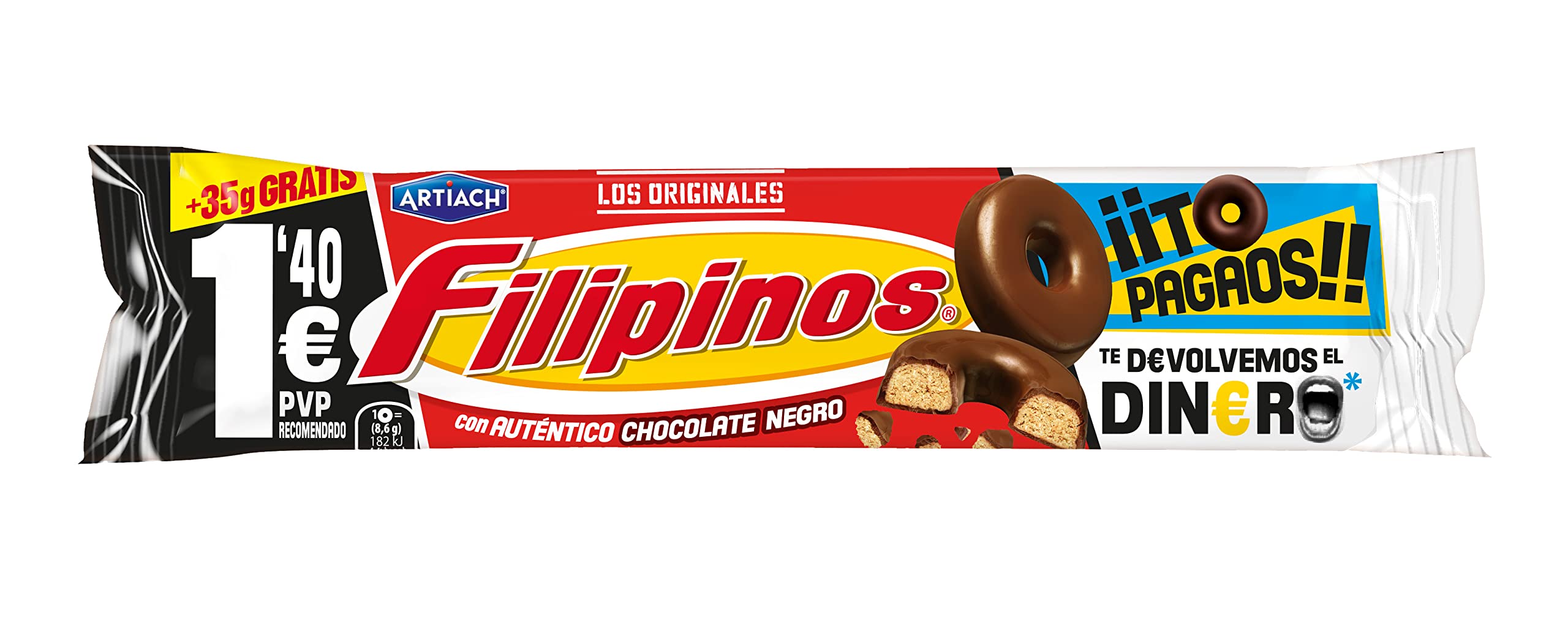*FILIPINOS CHOCOLATE NEGRO 100+35 GR 12UND