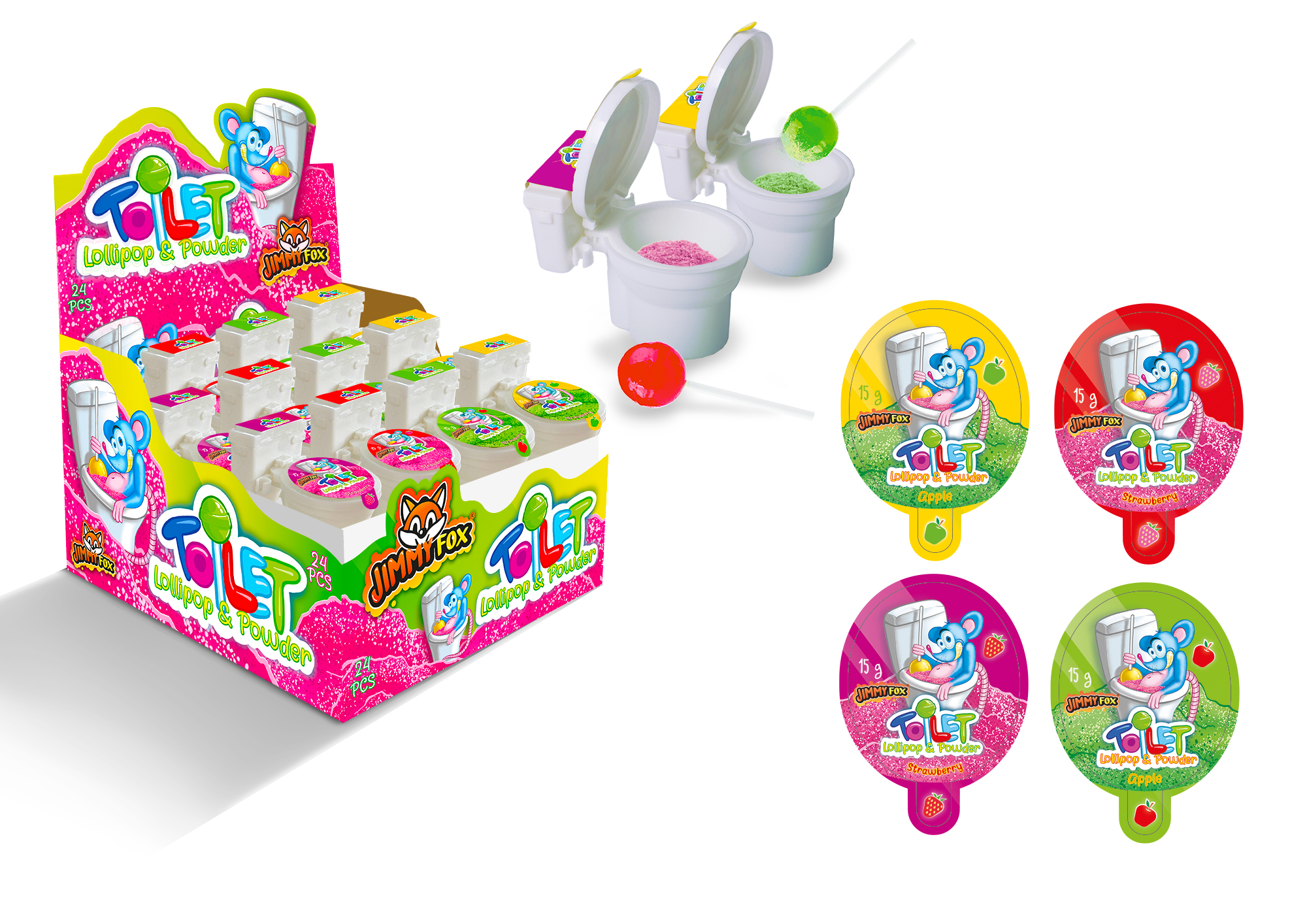 TOILET LOLLIPOP + POWDER 24UND X 15GRS