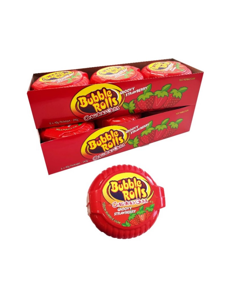 BUBBLE ROLLS CHEWING GUM STRAB.(12X12X40GRS)