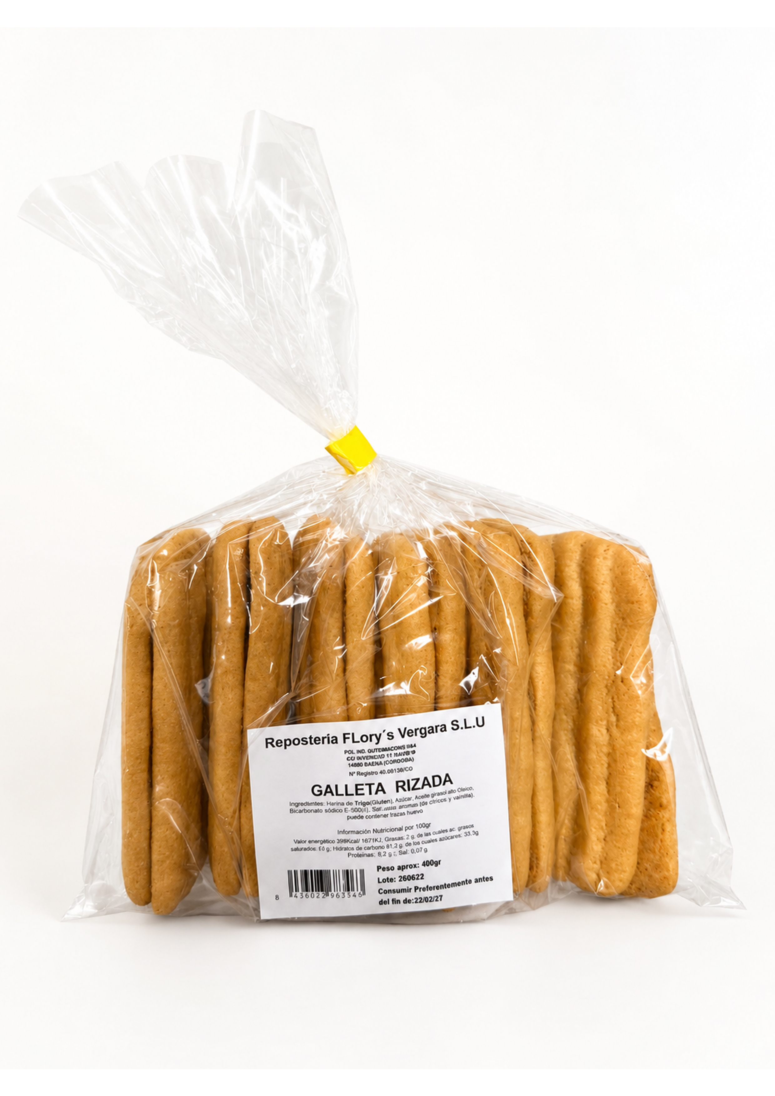 BOLSA GALLETA RIZADA 400GRS
