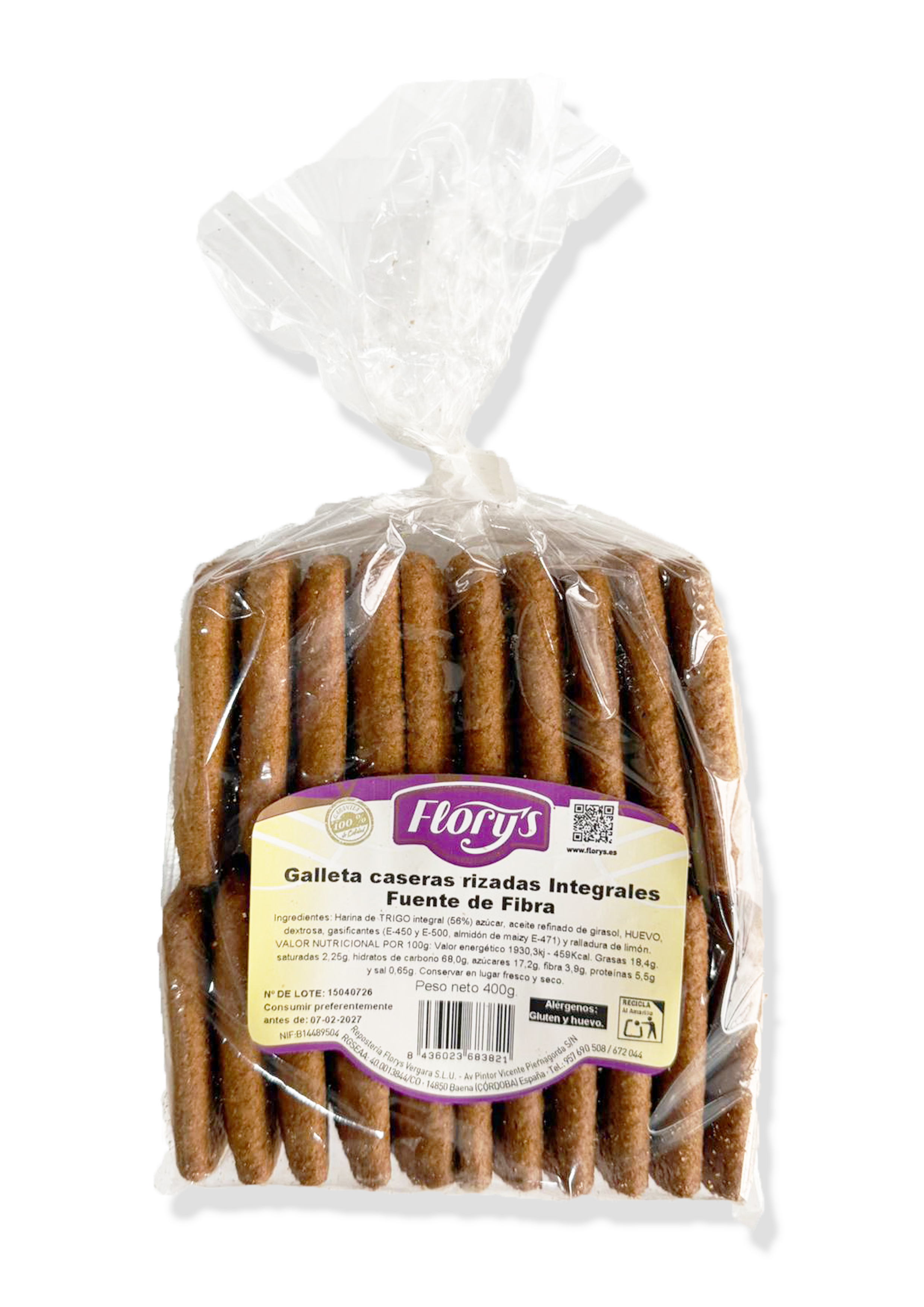 BOLSA GALLETAS RIZADAS INTEGRALES 400GRS